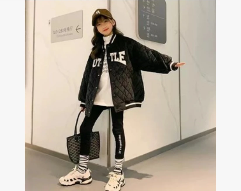 409013《现》小涵家玲姐优选韩版秋冬季儿童休闲百搭棒球服加绒外套