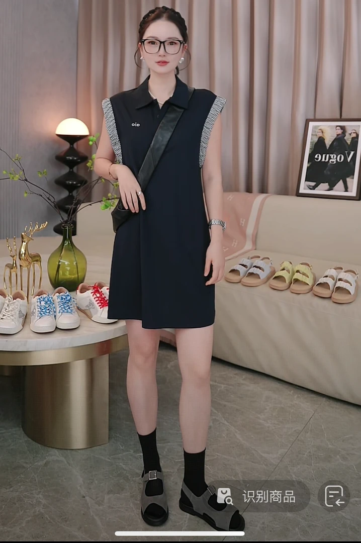 MISS RUILI  定制  2025年夏季时尚百搭翻领宽松休闲连衣裙F0771