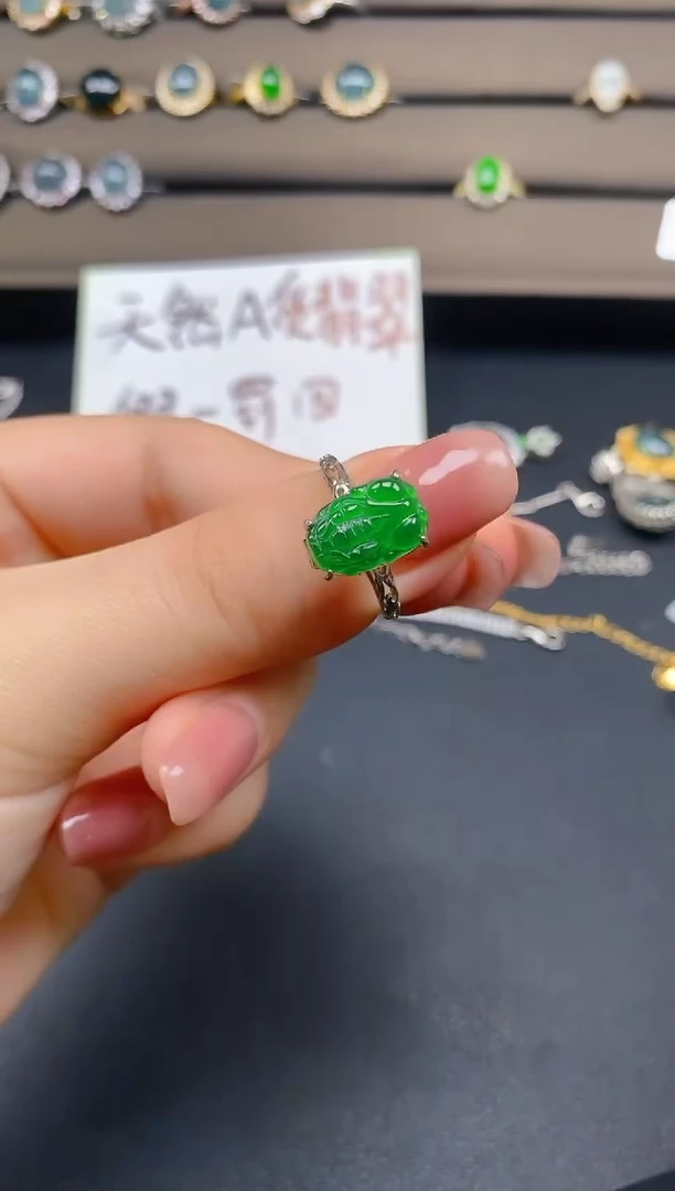 翡翠戒指银S925镶嵌1212