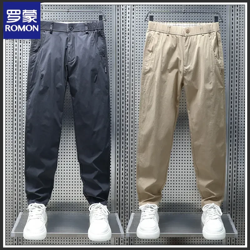 罗蒙轻奢痞帅男装美式新款夏季休闲裤男2025新品简约透气宽松直筒