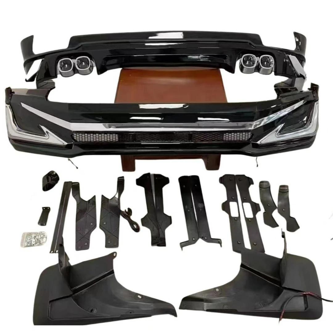 霸道雷神之光包围前包围大灯黑色带灯小杠新款前杠大包围装饰