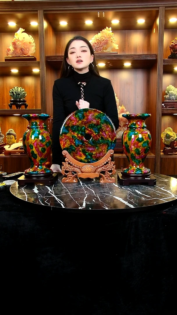 石材用****2家居摆件七彩玉组合一套111111