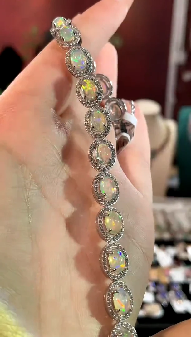 欧泊银S925镶嵌手链手链