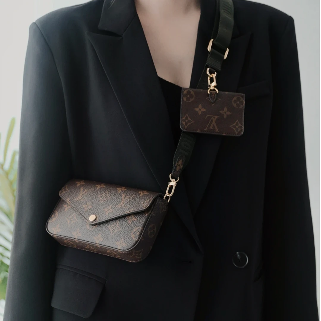 95新 LouisVuitton/路易威登 茉上/新款宽肩带三合一 斜挎包