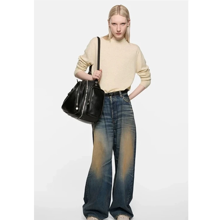 未使用 Acne studio 娜娜专属 FACE徽标圆领毛衣 米杏