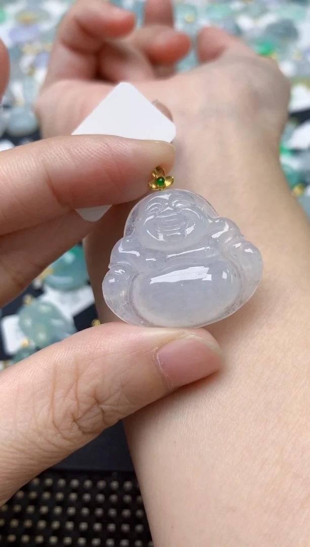 颈饰18K金镶嵌翡翠天然缅甸A货翡翠