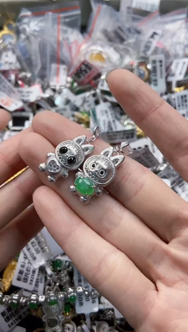 翡翠戒指银S925镶嵌666----1