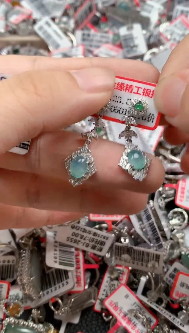 银S925镶嵌戒指翡翠天然A货缅甸翡翠