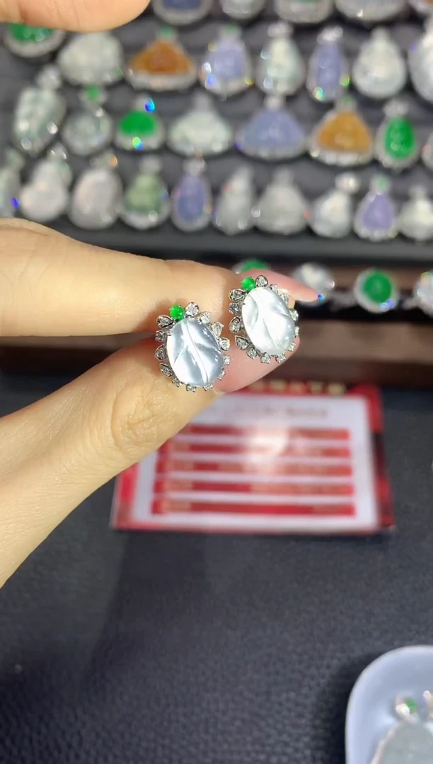 18K金镶嵌翡翠耳饰C83翡翠