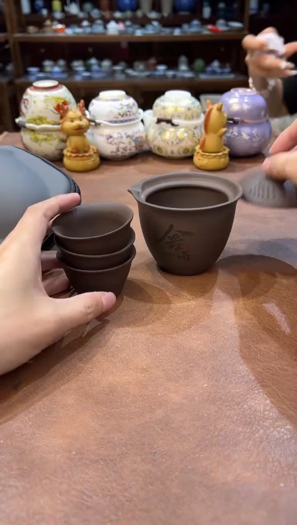 真的很便宜超好看会开片的旅行茶具