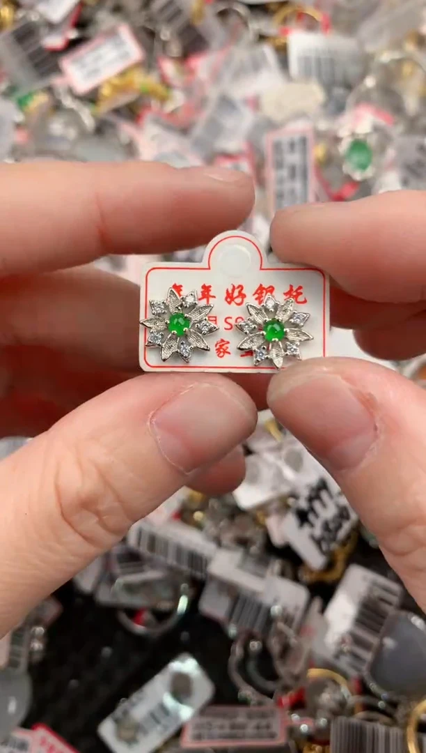 银S925镶嵌戒指翡翠10           8