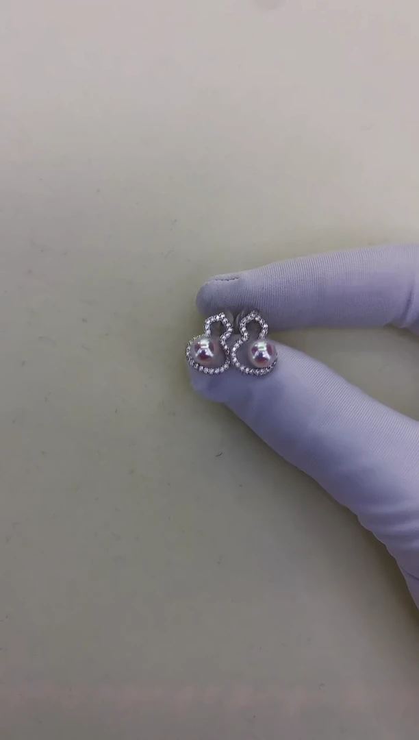 银S925镶嵌DA海水珍珠 GD155 5-6 耳钉