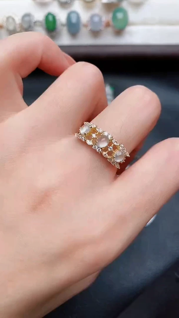 银S925镶嵌戒指翡翠...