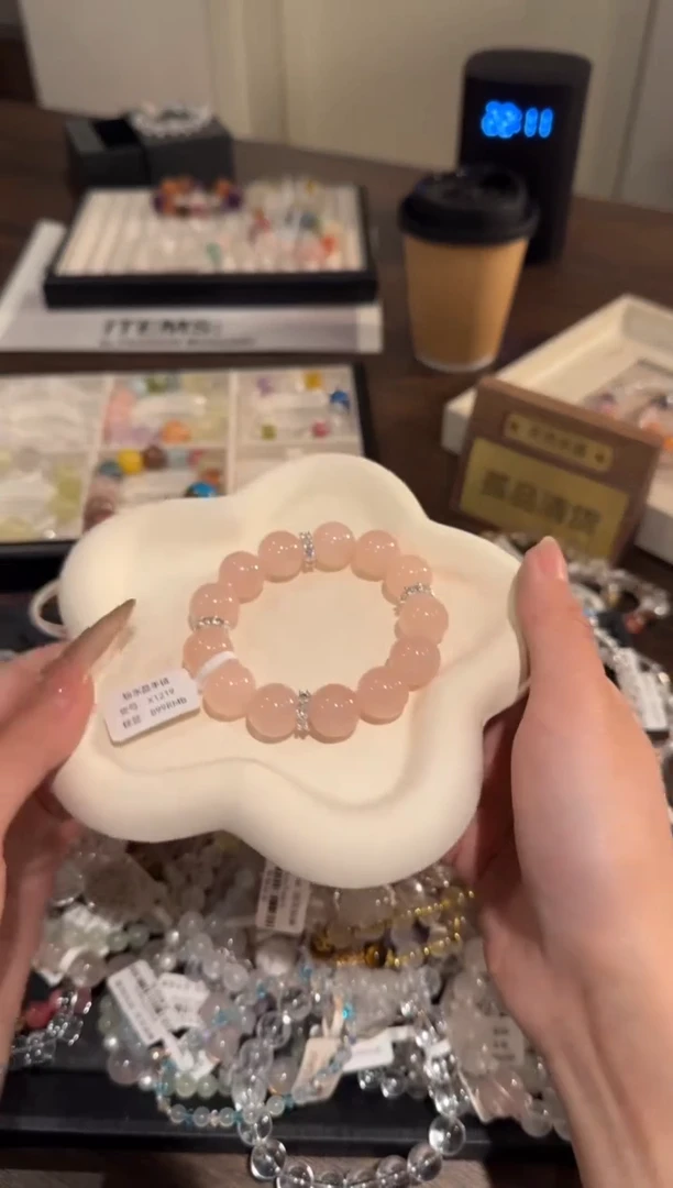 水晶手链合金粉水晶x1219