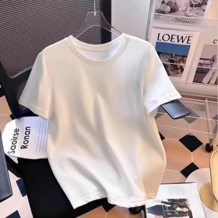 纯色百搭舒适男女夏季简约美式宽松T恤 2100