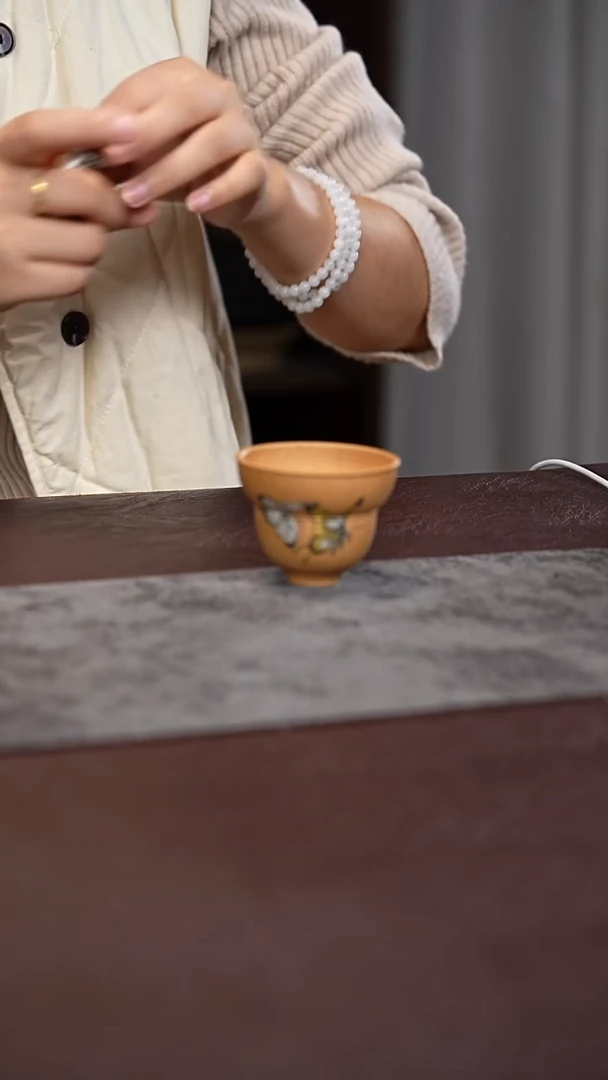 茶杯紫砂金银蝴蝶 葫芦杯