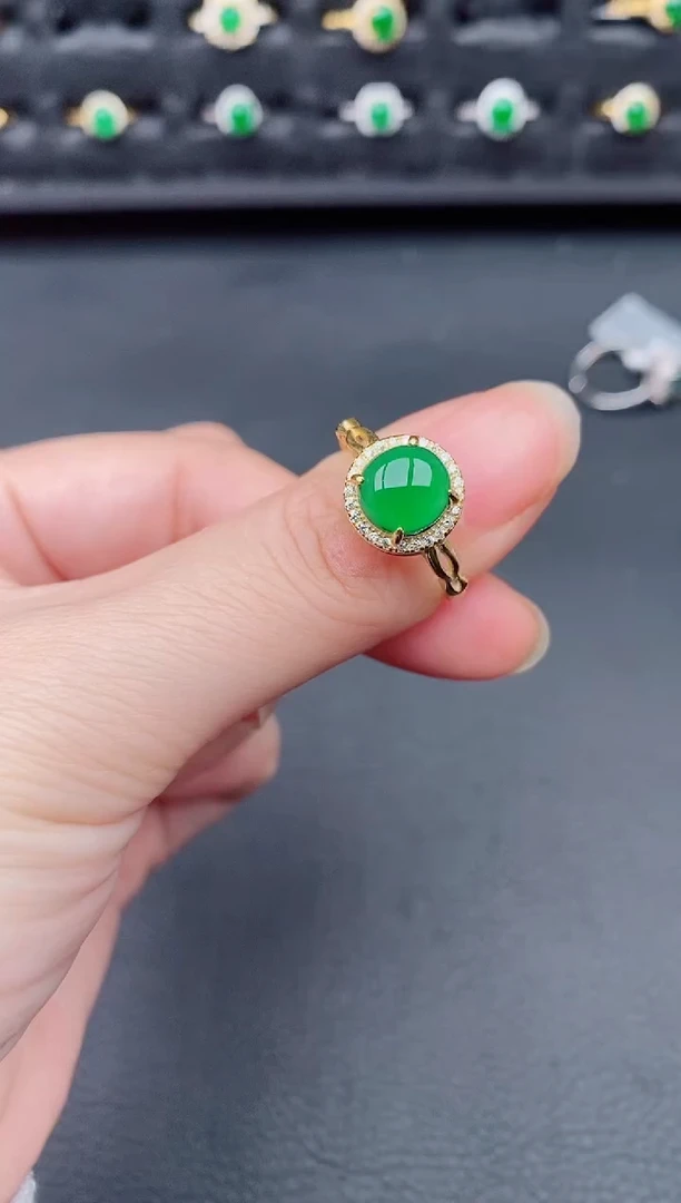 银S925镶嵌戒指翡翠天然a货翡翠48