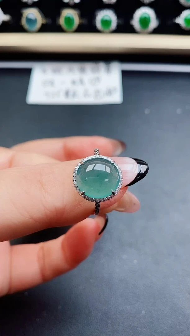 翡翠戒指银S925镶嵌50800