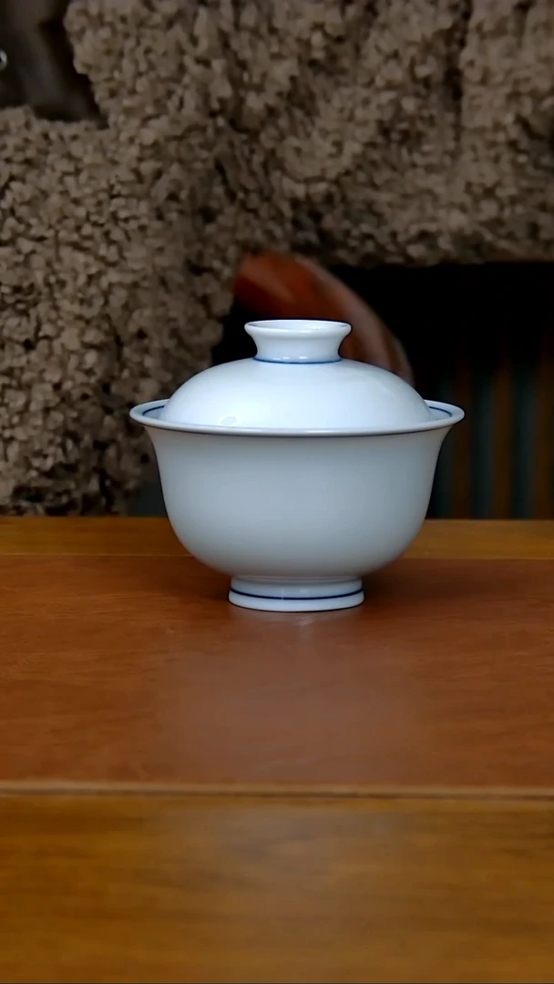 【闪购商品】陶瓷白胎两才盖碗（柴窑）