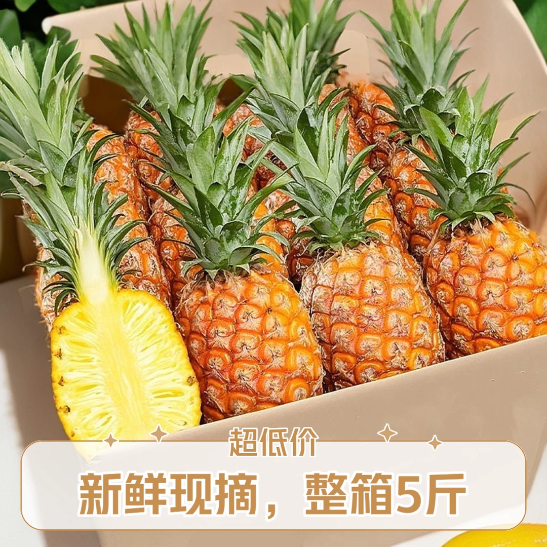 【香甜5斤】新鲜地菠萝有内刺大菠萝水果凤梨当季水果香甜多汁整箱