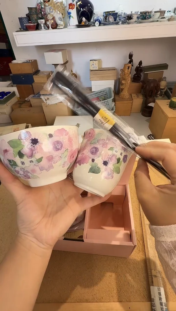瓷片茉莉甄选和蓝套碗（粉）