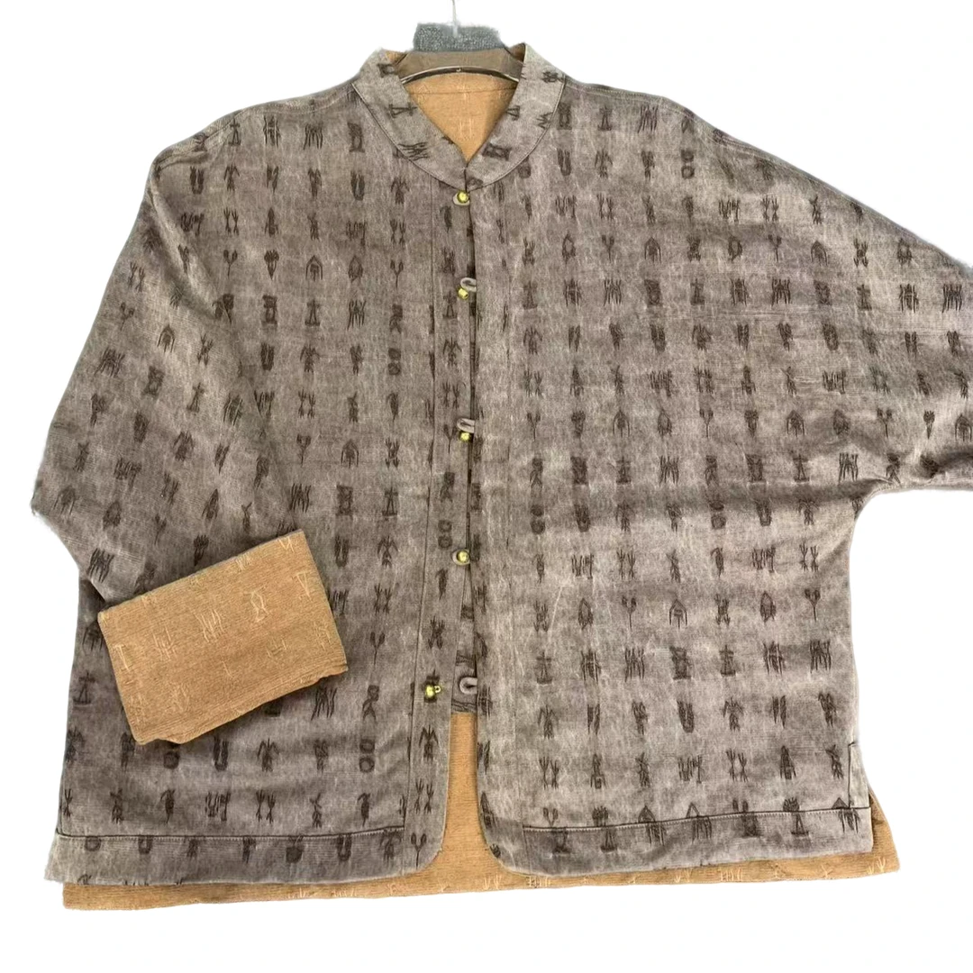 【甲骨文】 油丝锦油绸桑蚕丝立领正襟新中式国风外套