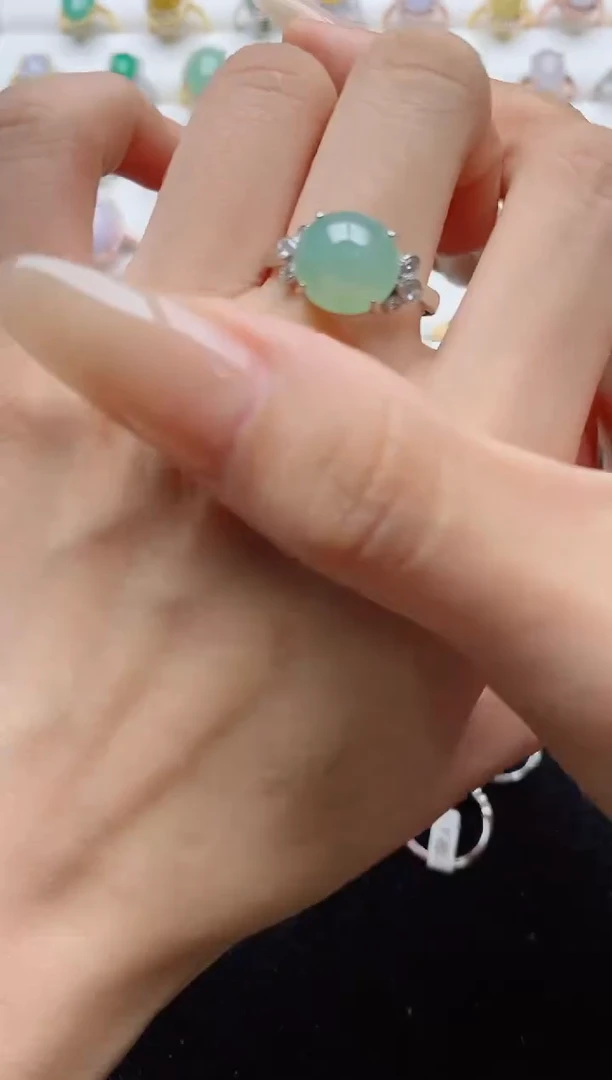 翡翠戒指银S925镶嵌.