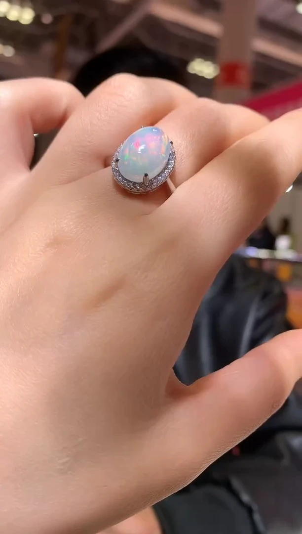 银S925镶嵌欧泊戒指【宝石世家严选】