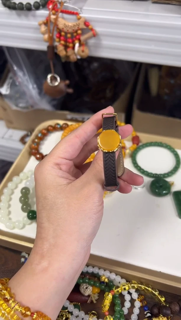 手链蜜蜡银S925镶嵌蜜蜡银镶嵌款圆盘手表款[4369]