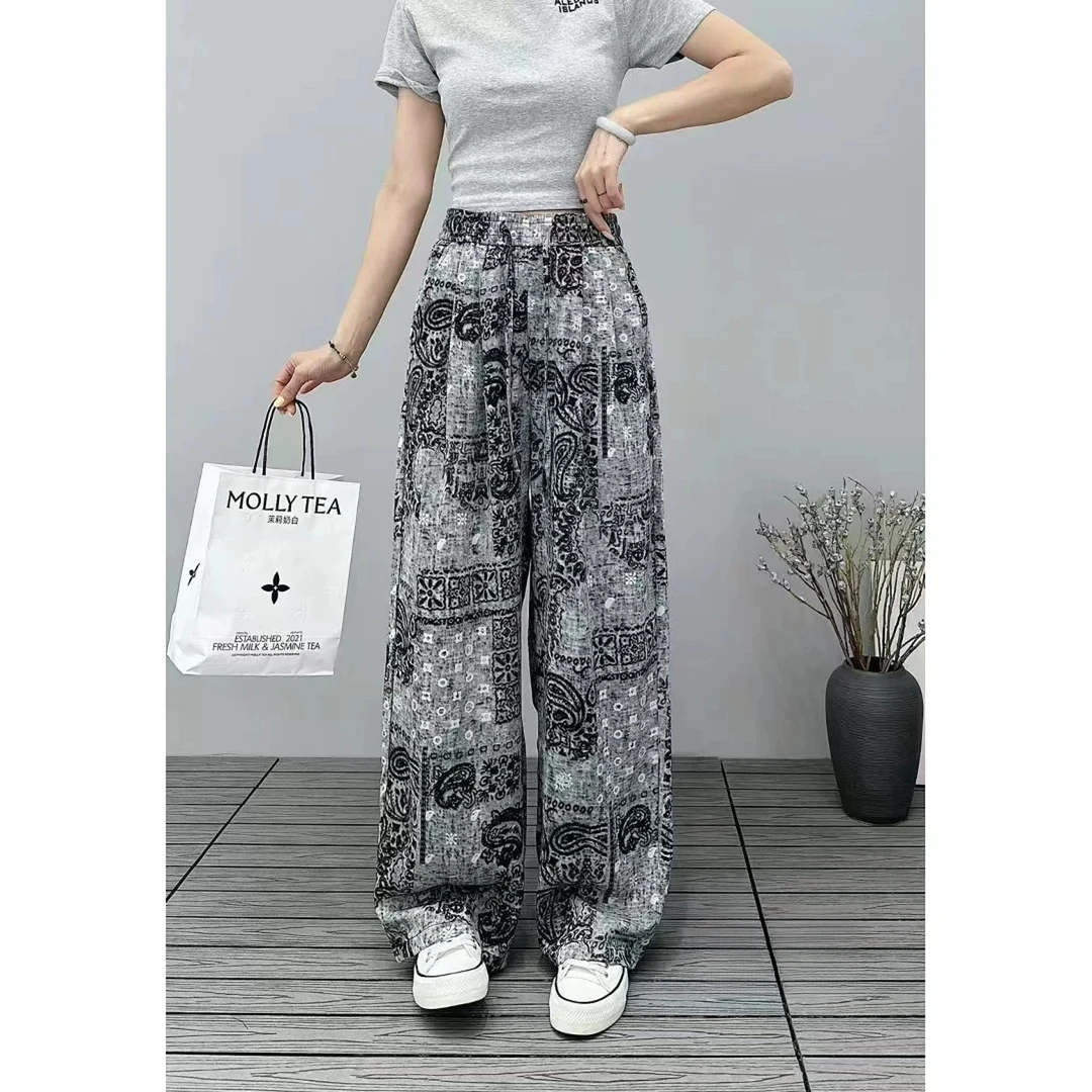 【锦衣服饰】YY 2512（2518）夏新松紧腰民族风休闲裤女显瘦阔腿裤