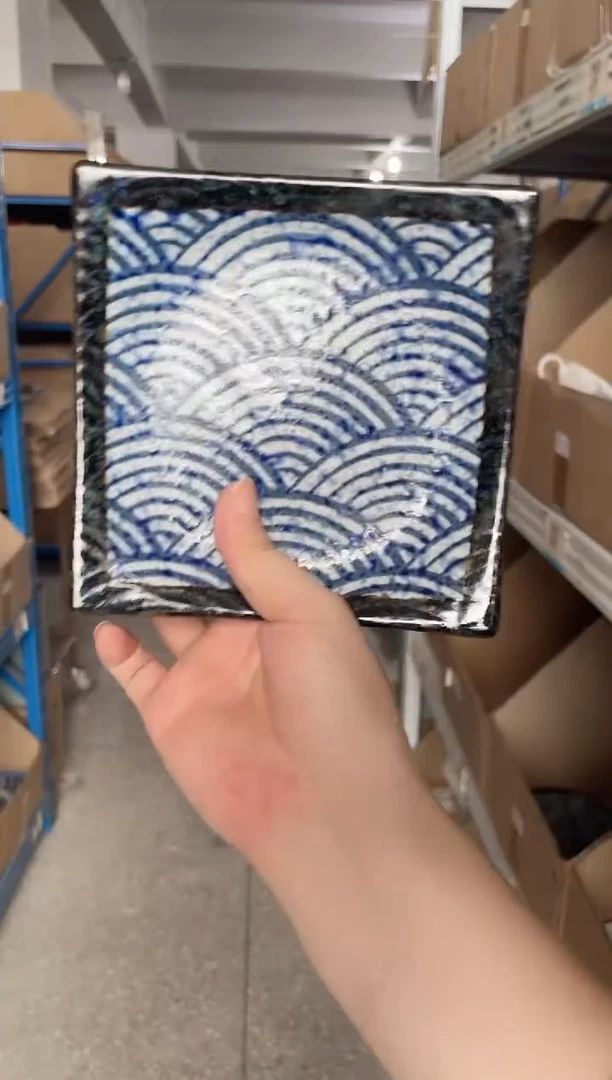 陶瓷青海波5.3英寸四方盘