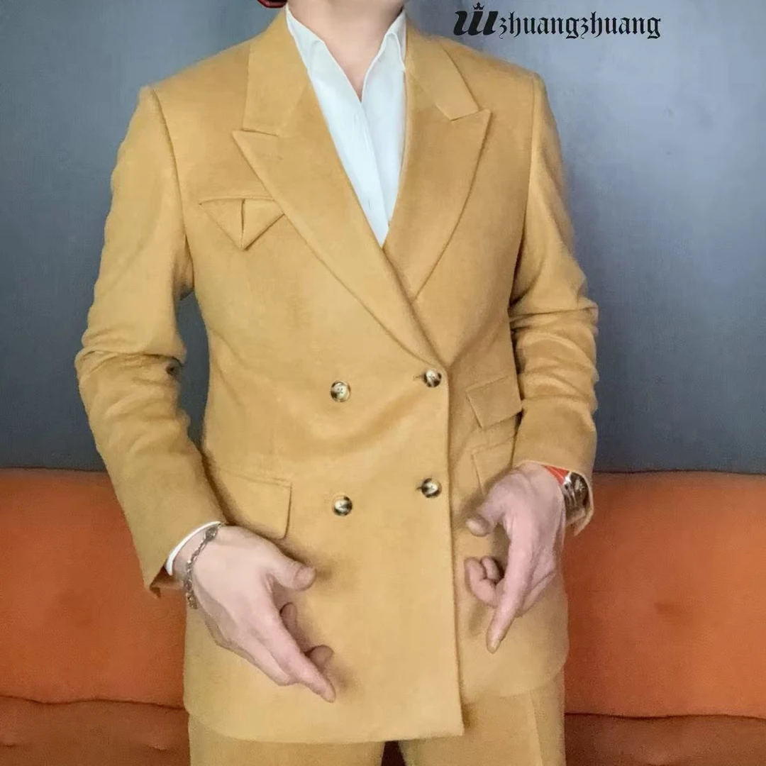 WZHUANGZHUANG 男秋季轻奢羊毛混纺西服上装立体贴袋裁剪时尚经典