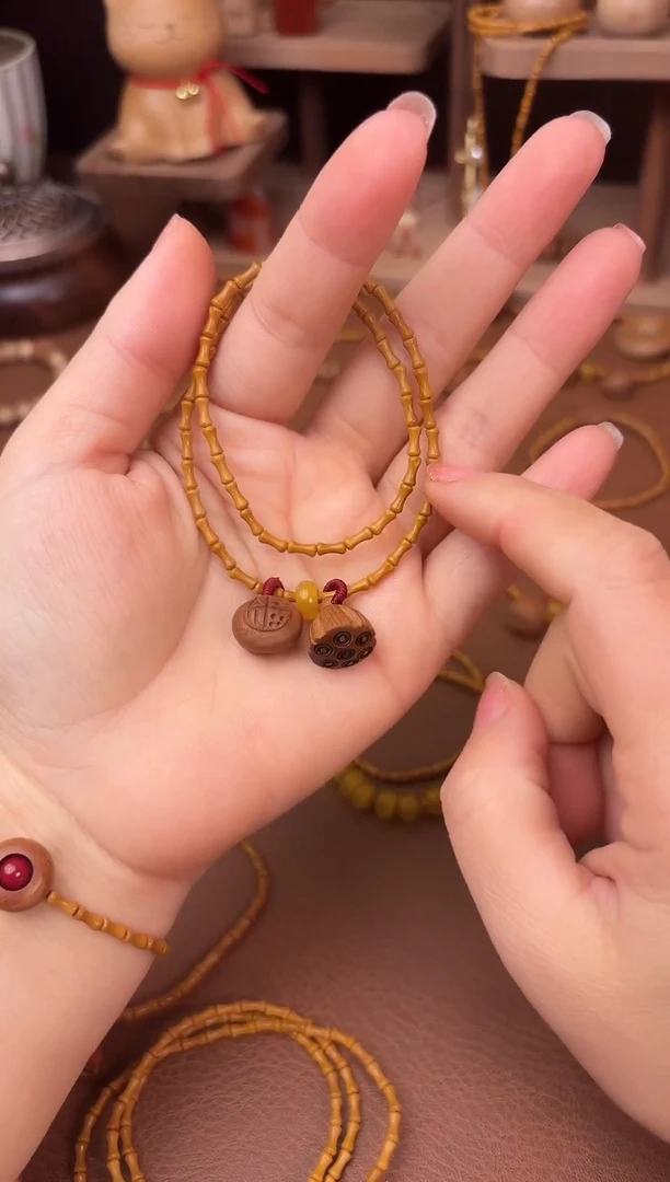 手串桃核双圈好运莲莲竹节跑环