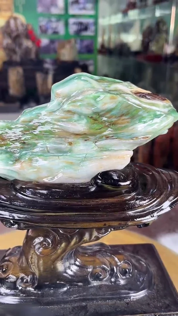 缅甸天然树化玉摆件