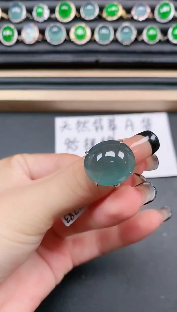 翡翠戒指银S925镶嵌1111