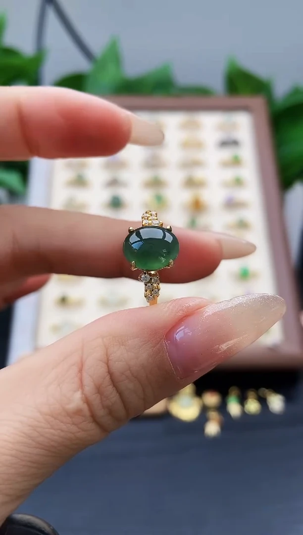 银S925镶嵌戒指翡翠12