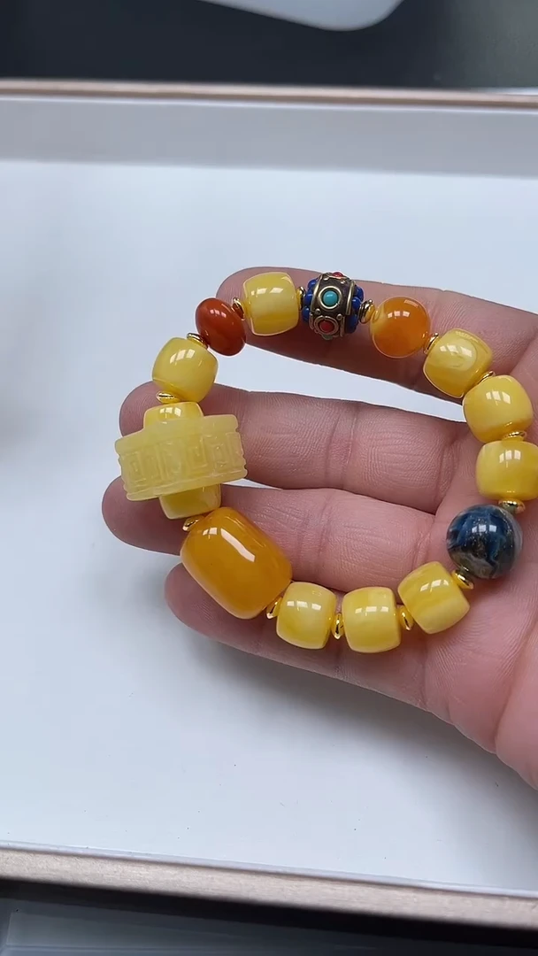 【闪购商品】蜜蜡裸石未镶嵌M261 蜜蜡 方跑环手串一条28元