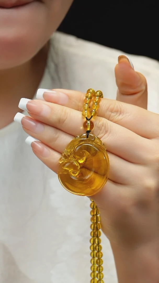 裸石琥珀未镶嵌缅珀金蓝如意套装 15g