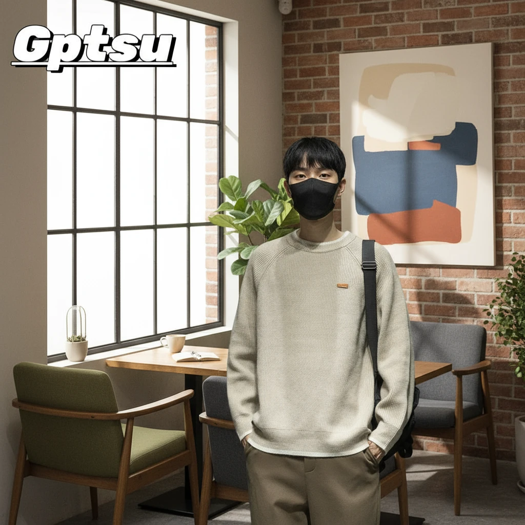 GPTSu假两件毛衣男士秋冬季宽松大码胖子时尚针织衫潮流加厚上衣