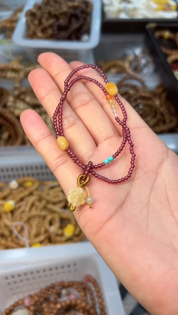 蜜蜡吊坠(赠链)未镶嵌蜜蜡太阳花diy石榴设计款 双圈叠戴