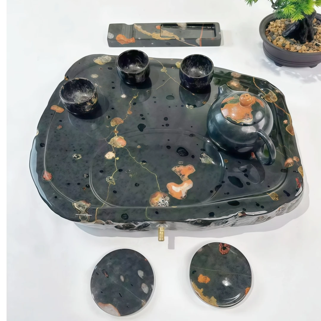 石之源奢石【梅花石】茶盘奢石简约家用创意个性中式客厅圆形