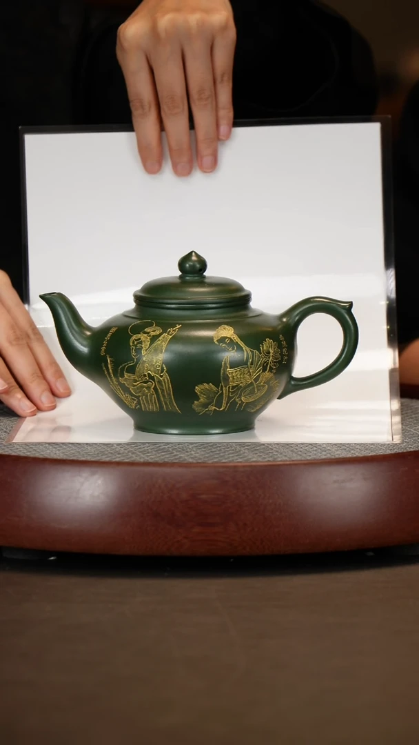 【闪购商品】紫砂茶壶可心端绿笑樱320c壶承三财盖碗茶叶两罐