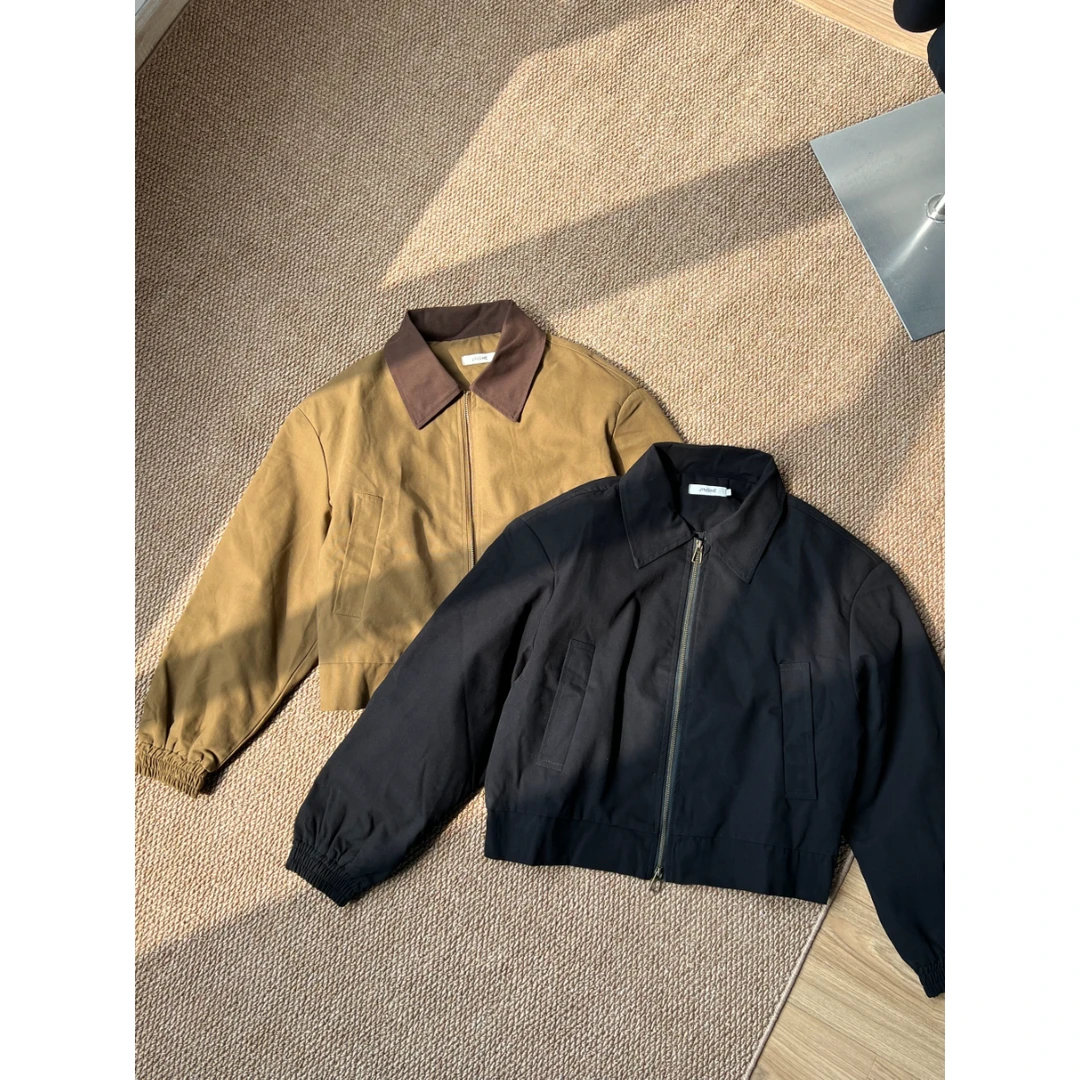 JH秋装新款韩版宽松短款翻领重工水洗夹克外套