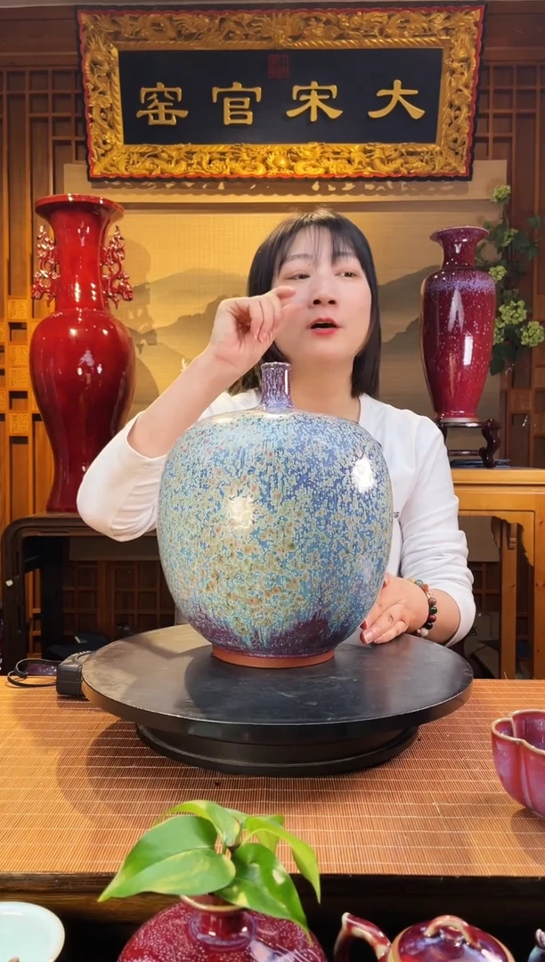 摆件大宋官窑【古法柴烧手拉瓶】