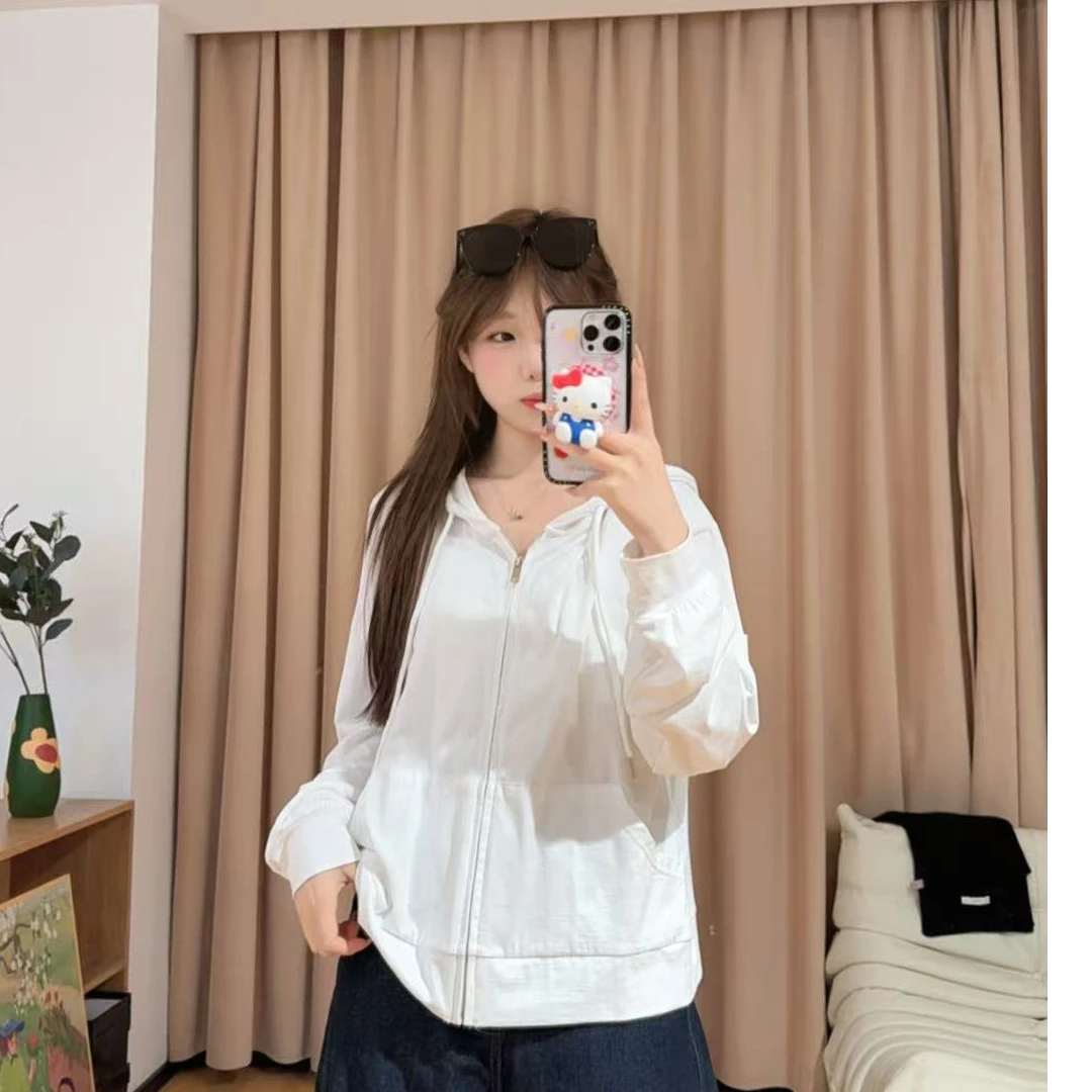 13506余小鱼【真爱外套】三色连帽抽绳韩系拉链休闲百搭外套女装