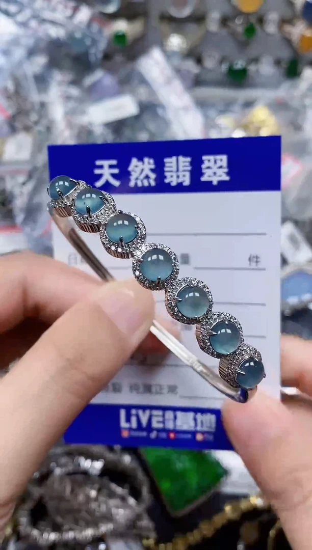银S925镶嵌手镯翡翠225