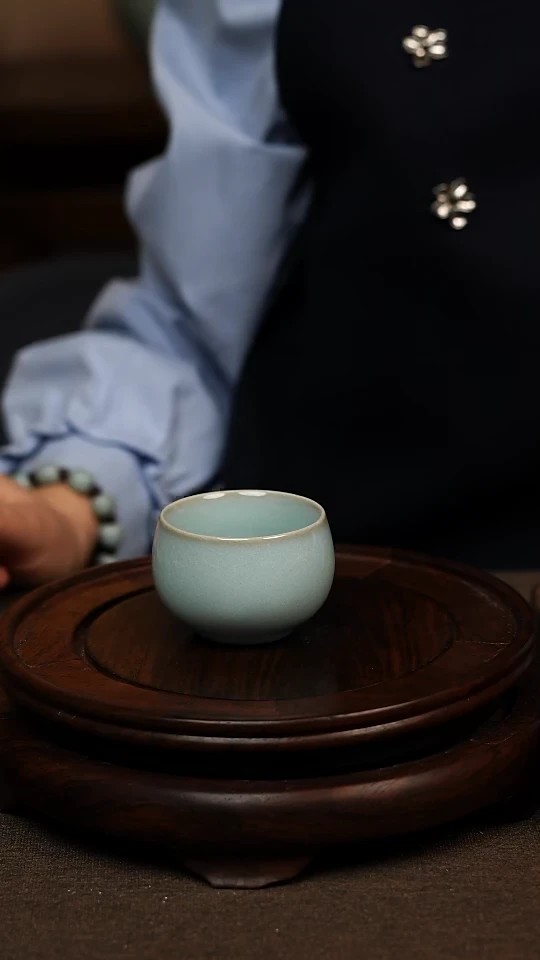 瓷片天青色小禅定杯60ml微瑕不带礼盒