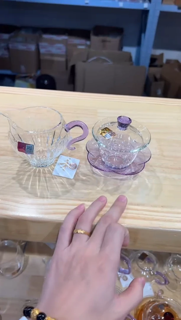 禾器-咏荷盖碗-浅紫色+倾川浅紫