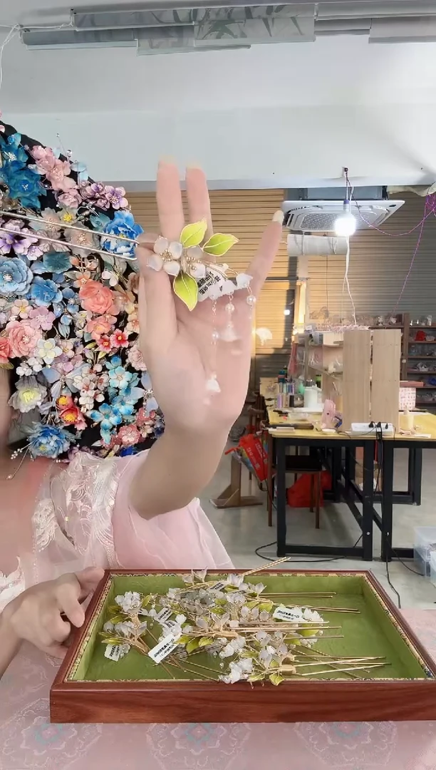 铜合金无 042 非遗绒花人字簪