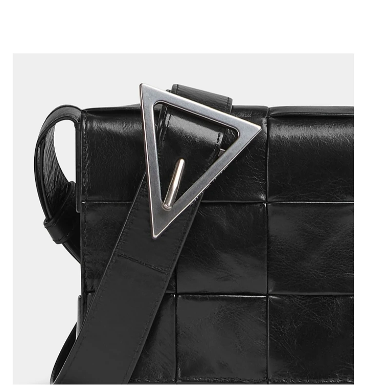 新款爆款百搭编织时尚15格油蜡皮单肩斜挎包包